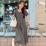 Pregnant Women's Summer Dress 2025 New Korean Version Of The Summer Sweet Age Reduction Simple Folding Pregnant Women's Dress