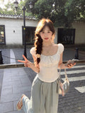 Summer Baihike Artifact 2026 Korean Retro Square Tie With White T-Shirt Repair Slim Lazy Casual Blouse