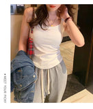1017# Autumn New Cotton White Small Sling With Chest Cushion Integrated Design Sense Vest In The Bottom Of The Women