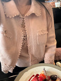 Milk Mint Hand-Cooked Knitted Vest + Shirt Jacket Female Autumn White