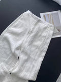 Old Money Style White High-Waist Temperament Casual Pants Women 2026 Summer New Commuting Cotton Straight Broad Leg Pants