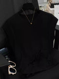 Sang Silk Simple High-End Feeling Small Flying Sleeve Vest T-Shirt Women's Ocean Tone Cut-Off Leyll Top