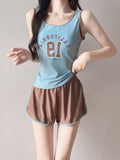 2026 New Sling Vest Shorts Two-Piece Set Of Stylish Swimsuit Women Conservative With Chest Cushion Split Flat Angle Swimsuit