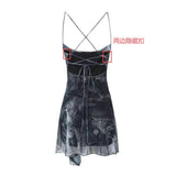 Hanging Dress Women Summer Wear Thin Short Dress Pure Hot Girl Cross-Dress Irregular Printing