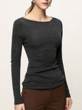Germany Imported 100 Woolen Knitted Shirt Fashion Simple Word Collar Thin Wool Sweater Set On Top Of The Woman