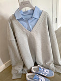 Sweet Korean Summer Retro Final Chapter Hit Two Spliced Wear Jackets Loose Autumn Coat Leisure Long Sleeves