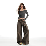 25 Autumn And Winter New Washing Faetyle Fabric High Waist Thin Design Loose Broad Leg Leisure Pants Women
