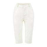 Korean Version Of Temperament OL Capri Trousers High Waist Repair Leather Pants Sexy Side Open Fork Casual Seven-Point Trousers