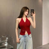 1070# Hanging Neck Vest Women Summer Wear Design Small Chime Chime Blouse With Chest Pad Outside Wear