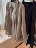 CHAO-Level Recommendation!Old Money Style High-End Tobacco Stinging Shirt Women 2025 Summer Loose Sunscreen Top