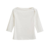 French High-Wisdom Sailing Collar Retro Seven-Sleeve T-Shirt Girl Autumn Hottie Slime Sleeves Blouse