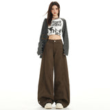Mocha Brown Bullet-Free High-Waisted In Wind Jeans Women's Autumn New Lazy And Loose-Fitting Trousers