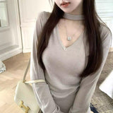 F Line Xu Research Diary 2025 Autumn And Winter New Hanging Neck Wool Bottoming Shirt Knitted Top Woman
