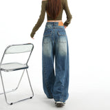 2026 Spring New Bag Cover Design Hips High-Waisted Loose Jeans Straight-Legged Tug Jeans Woman