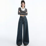 Autumn And Winter New Retro Loose Broad-Legged Pants Mop With Straight Jeans Women & Trousers Lengthen