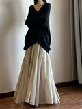 Black Cotton Thigh Dress Autumn High-Waist Long Dance Dress Vintage Art Umbrella Skirt