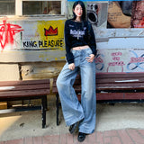 25Th Ootd!| Crease To Make Old Wash Jeans 2025 New Drag Floor Thin Loose Straight Leg Pants