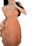 French Sexy Pure Lust Wind Irregularly Exposed Waist Thin Sling Dress Female Sanya Seaside Holiday Take-Up Dress
