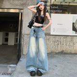 2026 Spring Dress New Wide Leg Pants Women's Jeans Straight Trousers Vintage Blue Denim Trousers Lengthed