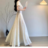 Tea Break French First Love Dress Dress Women's Summer 2025 New Gentle Temperament Unique Beauty Waist A Word Long Dress