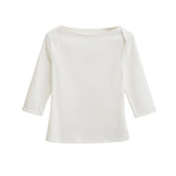 French High-Wisdom Sailing Collar Retro Seven-Sleeve T-Shirt Girl Autumn Hottie Slime Sleeves Blouse