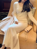 Raccoon Wool Sparrow Fishtail Knitted Dress Women's New Winter Long Sweater Skirt