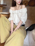 White Sky Silk Tidly Shirt Girl Summer French Temperament Lace Linen Shirt