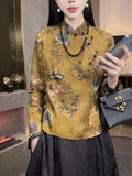 2025 Autumn Dress New Chinese Style Improved Cheongsam Collar Collared Buckle Wtg Lady Gas Tang Dress Small Shirt