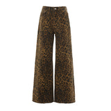 Autumn And Winter Trend Retro Leopard-Print Casual Pants Women Fashion Design With High Waists Thin Loose Legs