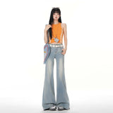 White High-Waisted Elastic Micro-Tipped Jeans Women In Spring 2026 New Non-Legged Thin Drag Trousers