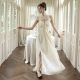 Gentle Wind Seaside Vacation Unique Beautiful Dress Design Small Open Forked Slings Long Dress 2025 Spring