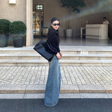 25 Autumn And Winter No Waist Design Sense A Word Korean Loose Broad Leg Trousers Jeans Women Small Fit