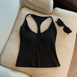 Sweet Babes Hanging Neck-Loose With Chest Cushion Button-Up Sling Vest Female Pure-Want-Style Short-Form Bottoming Top 5 Colors