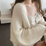 Mianyun Cardigan ~ Female New Mahai Hair Languid Feeling Loose Long-Sleeved Knitting Top Soft Commute