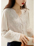 2025 Spring BI Buy White Moonlight Love Fans Embroidery Embroidery Refreshing T-Shirt