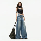 Vintage Summer Heavy Lifting Bamboo Festival Fabrics Casual Loose Broad Leg Drag Jeans
