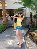 2026 New Hottie Sexy Strapped Summer Flower Skirt Bag Hip Dress Three-Piece Swimsuit Woman