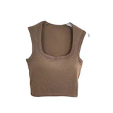 301# Summer New With Chest Cushion Square Collar Wide Shoulder Vest Women Wear Sexy Inside Hottie Breast