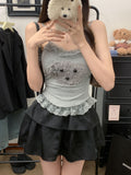 790# Sweet Age-Reduced Sling Vest Autumn And Winter New Plush Puppy Lace Lace Lace On The Bottom Of The Dress