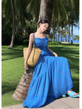 Broken Flower Blue Hanging Dress Woman Summer Bow Bow High Back Thin Babes Seaside Photo Clothes