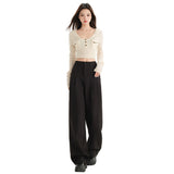 High-Grade Gray Suit Pants Women's Spring And Summer Hanging Pants 2025 New Small Straight Trousers Narrow Version Of Broad-Legged Trousers
