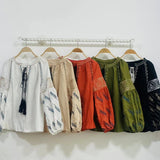 Spring And Autumn 2025 Retro National Lantern Long-Sleeved V-Neck Loose Embroidery Jacket Female Gas Top