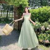 Holiday Style Dress Women 2025 Spring New French Sling Skirt Sanya Travel Network Yarn Super Fairy Long Skirt