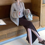 Friy Holiday_Fluor Hoarding Paper Fascery Side Open Fork Soft-Cutter Wool Skirt Thin Artifact