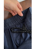 2025 New High-Waisted Straight-Fitting Relaxed Leisure Thin Blue Linen Ice Broad Leg Pants Women's Summer Thin