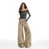 25 Autumn And Winter New Washing Fabric High Waist Thin Design Loose Wide Legs Casual Pants Women