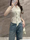 Middle-Old Small Incense Gentle Wind Wood Ear Micro-Permeable Wool Knitted Cardigan Female Cheeky Small Shirt