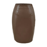 Korean Elastic Pu-Skin Skirt Women Autumn Pink Ass Skirts Slim High Waist Skirt Mid-Skirt Temperament Half Skirt
