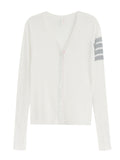 Three-Color Into The Silk Wool Tb Knitted Open Shirt Loose Thin Coat Fashion Spring