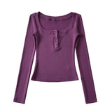 Sweet Hottie Tight Casual Elastic Knitting Collar Long-Sleeved T-Shirt Women's Autumn And Winter Plus Velvet Six Buckle Tops